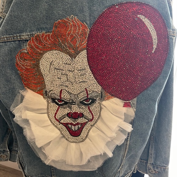 Horror Swarovski Denim Jacket - Small - Picture 1 of 2